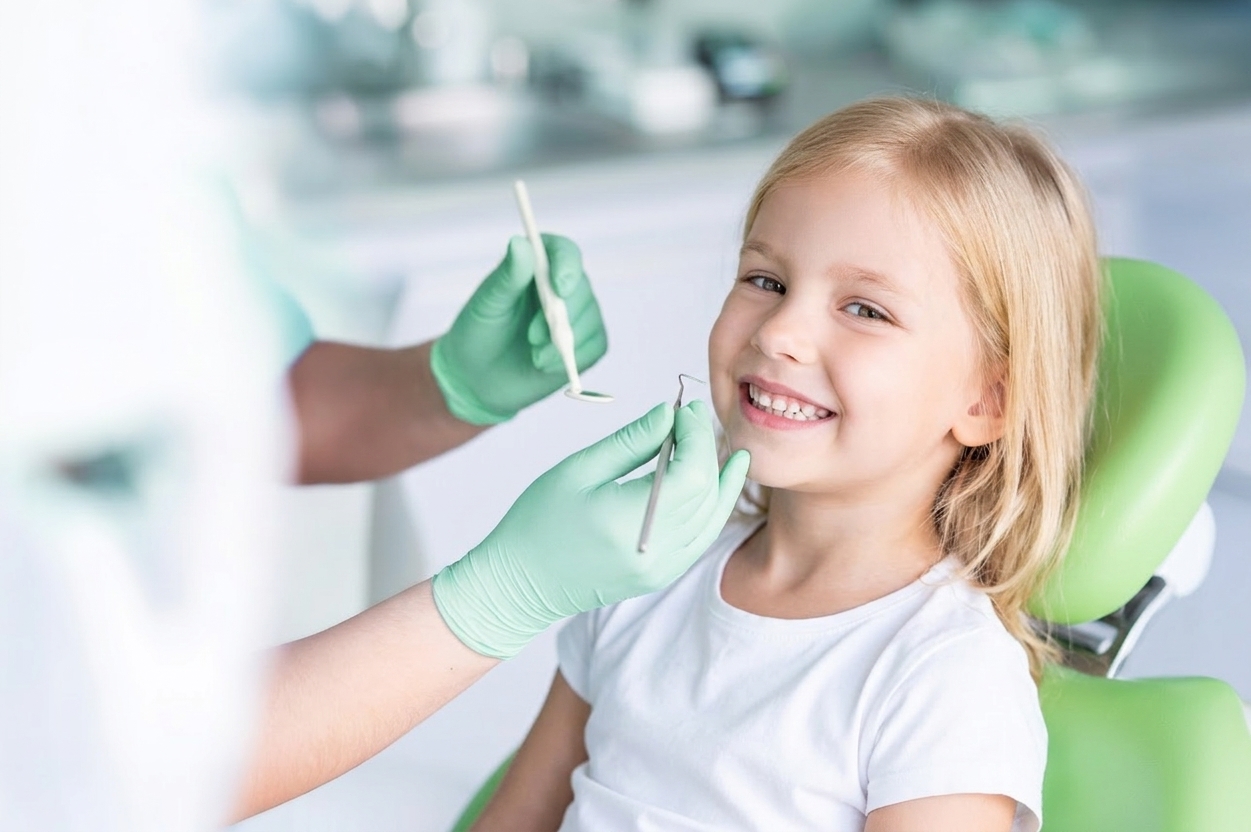 dziecko podczas wizyty adaptacyjnej u stomatologa dziecięcego we Wrocławiu